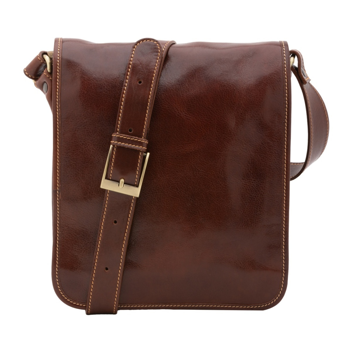 Borsa a tracolla uomo in vera pelle - Modello False - Made in Italy - 29.0 x 24.0 x 9.0 cm