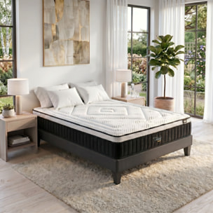 Ensemble Matelas Célestin & Sommier KIT15, 29 cm, Mémoire de Forme et Mousse Supersoft, Technologie tri-Lattes, Soutien Ferme