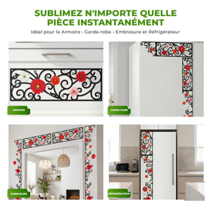 Stickers Muraux décoration adhésifs fleurs en frise