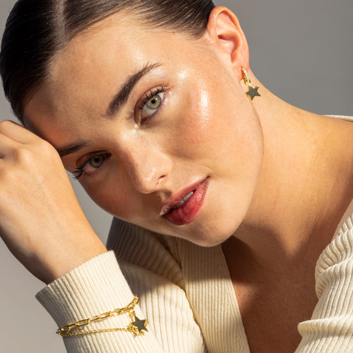 Pendientes de Circonita Brillante acabados en oro amarillo de 18K