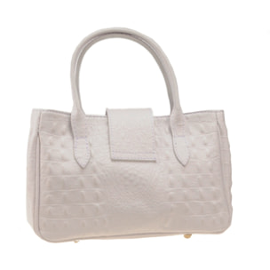 Borse Donna colore Bianco-in pelle Made in Italy 17x26x12 cmcm