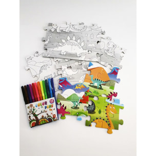 PUZLE DE COLOREAR Y MONTAR: POLICIAS Y LADRONES 48 pcs + COCHE