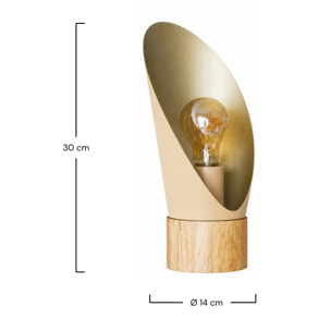 Lampe à poser en métal crème et bois H30 cm - Spoon