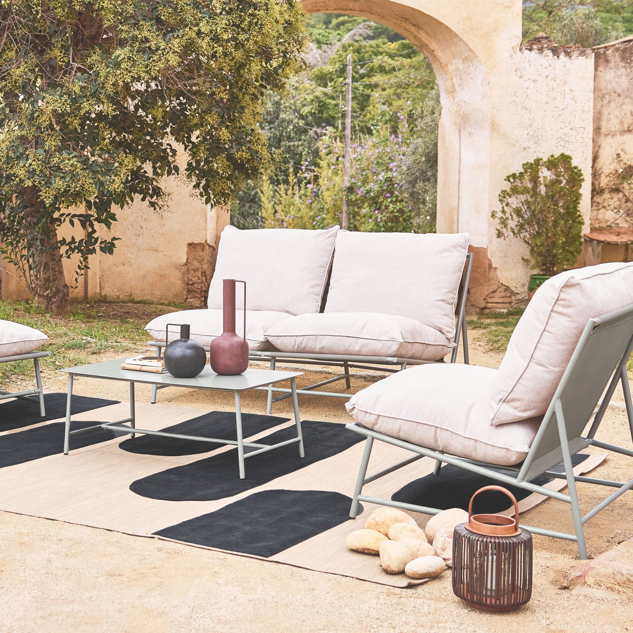 Salon de jardin acier et textilène 4 places SOFIA