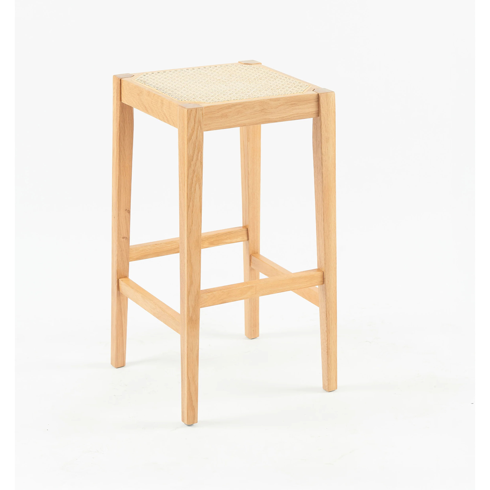 Tabouret pour îlot central 65 cm en cannage et bois - Kappa