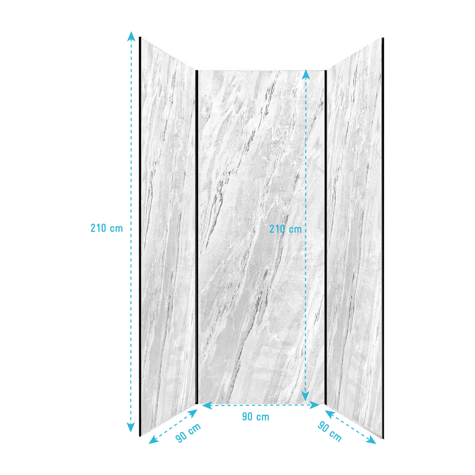 Pack 3 Panneaux Muraux Pierre Artic Storm 90x210cm et Profilés Noirs - STONE'IT