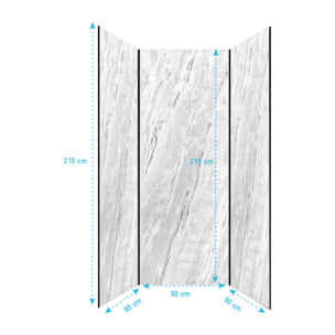 Pack 3 Panneaux Muraux Pierre Artic Storm 90x210cm et Profilés Noirs - STONE'IT