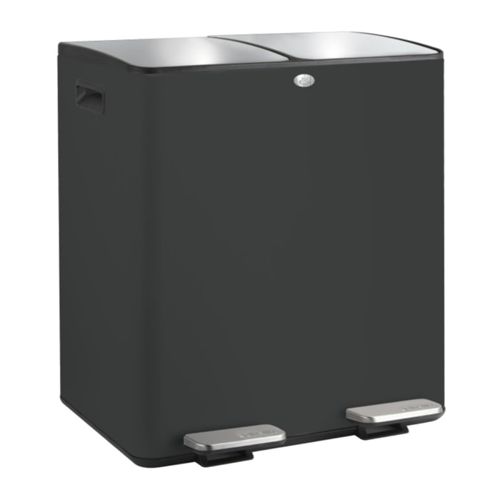 Poubelle Tri Sélectif ALIYA 40L (2x20L) Acier Noir mat Spirella
