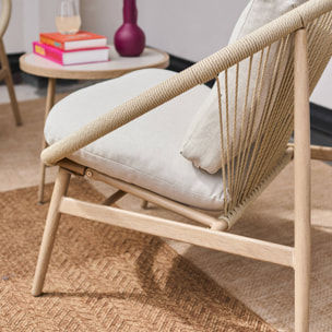 Set de 2 fauteuils de jardin avec table acier et rotin NAROLA