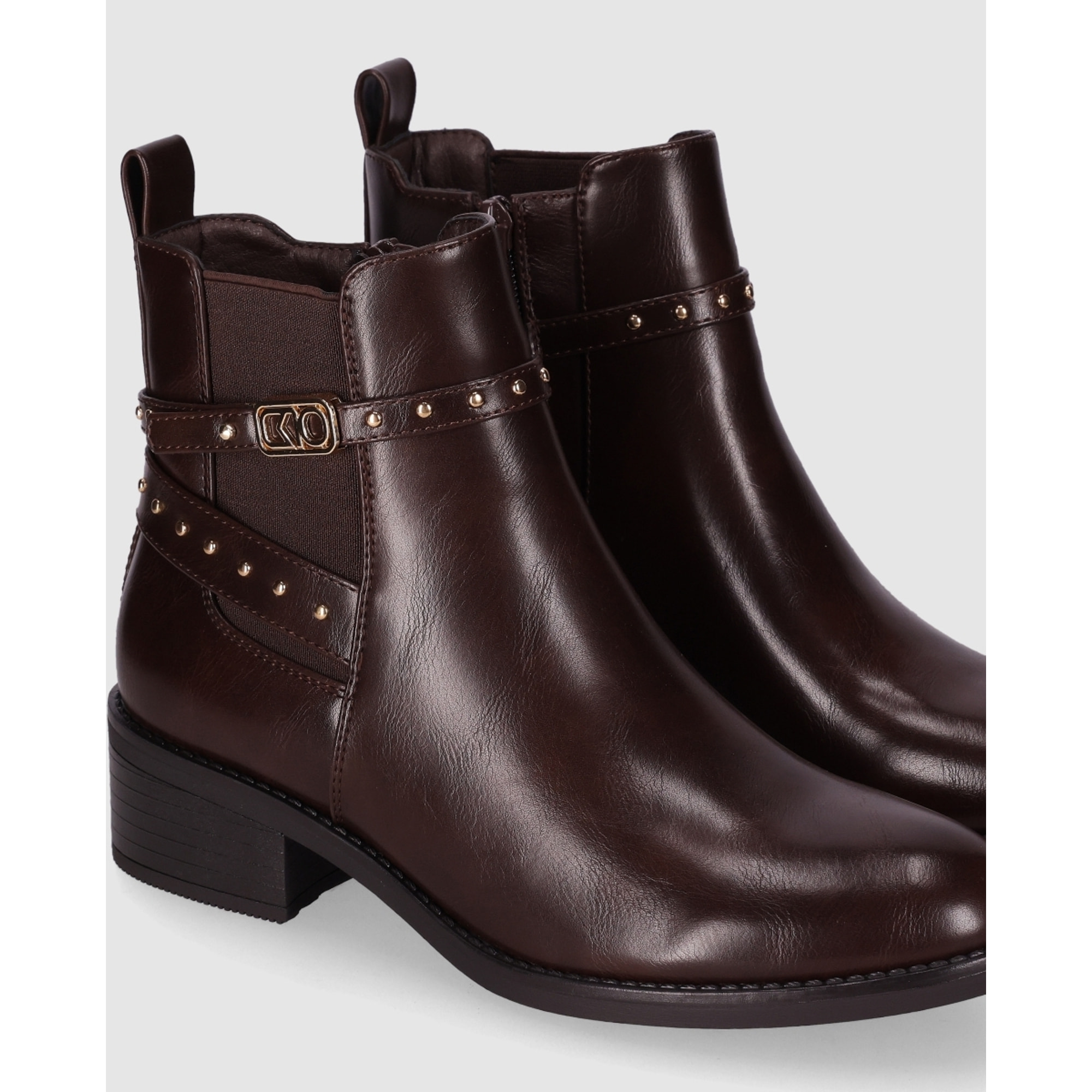 Botines de Piel Sintética - Marron/Dk.Brown - Tacón: 5 cm