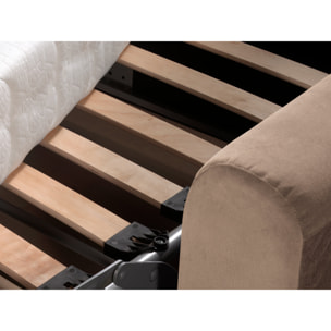 Owen - canapé lit 3 places convertible express couchage quotidien 140 cm matelas 12 cm en velours - Beige