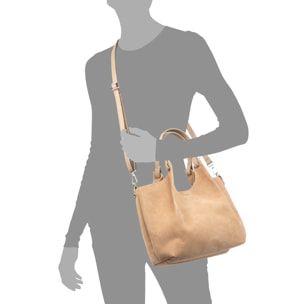 Baragiano bolso tote mujer. Piel auténtica Gamuza.