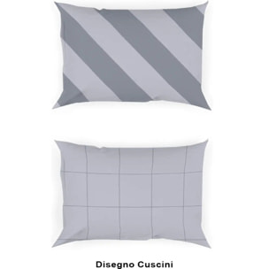 Coppia Federe per cuscini letto ELITE GRIGIO 100% Cotone e Made in Italy a righe moderno