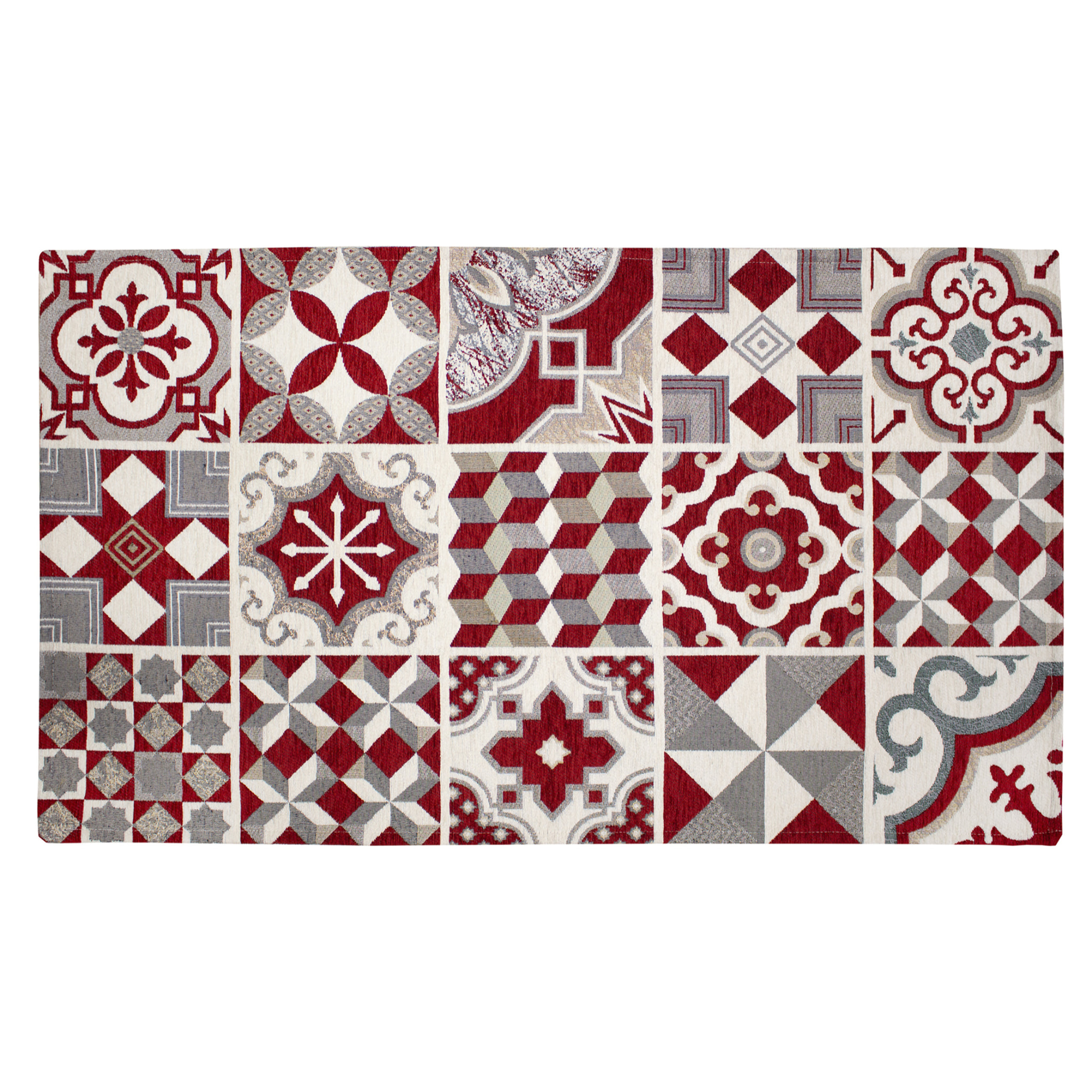 TAPPETO ARREDO MAIOLICHE ROSSO DONGIOVANNI CON FONDO ANTISCIVOLO