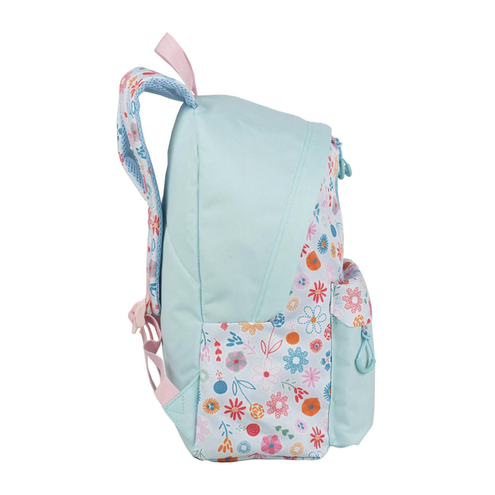 Blin-Blin Back To Nature mochila americano, adaptable a carro. Compartimento portalaptop. Con accesorio pom-pom.