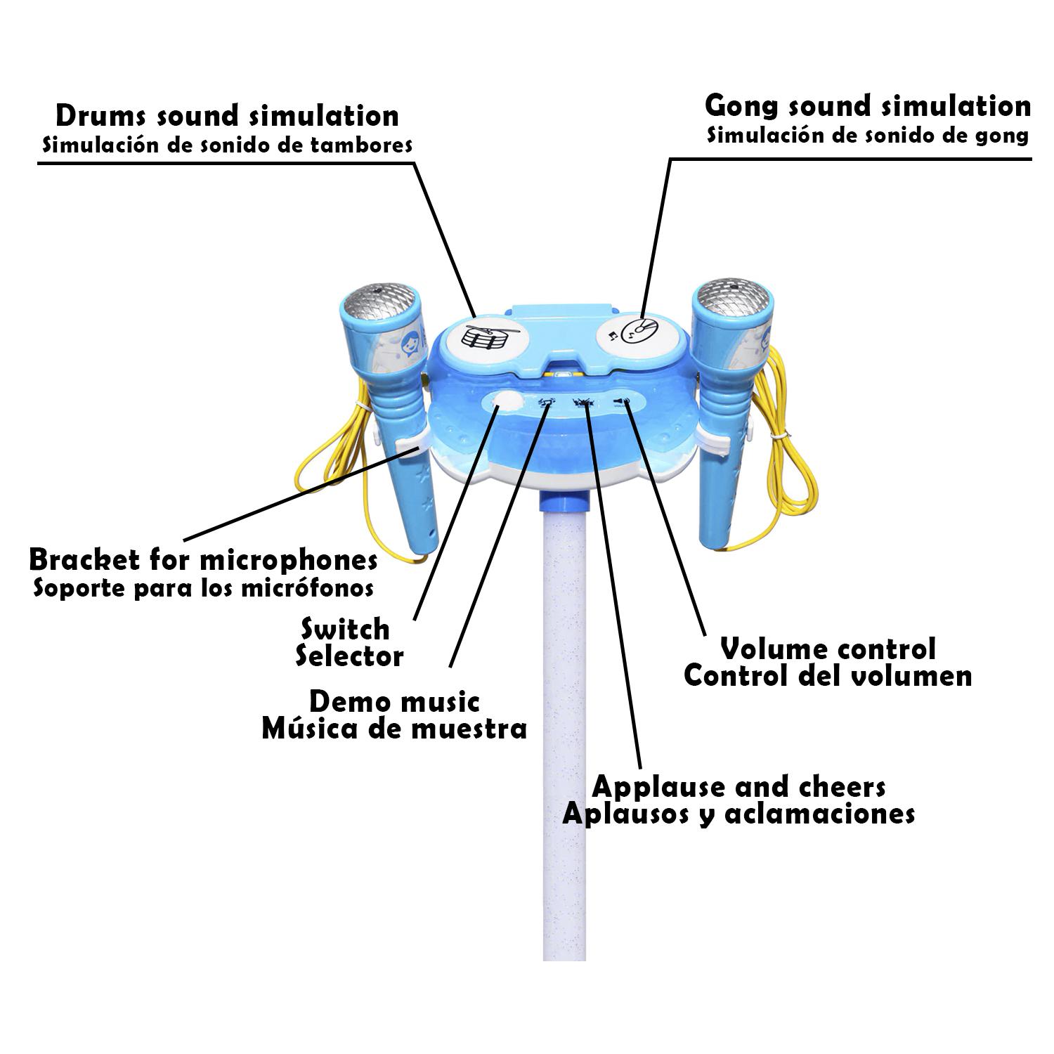 Kit karaoke infantil con 2 micrófonos y stand soporte