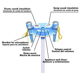 Kit karaoke infantil con 2 micrófonos y stand soporte