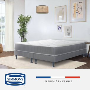 Ensemble matelas H24 ressort ensachés, ferme, 2 sommiers