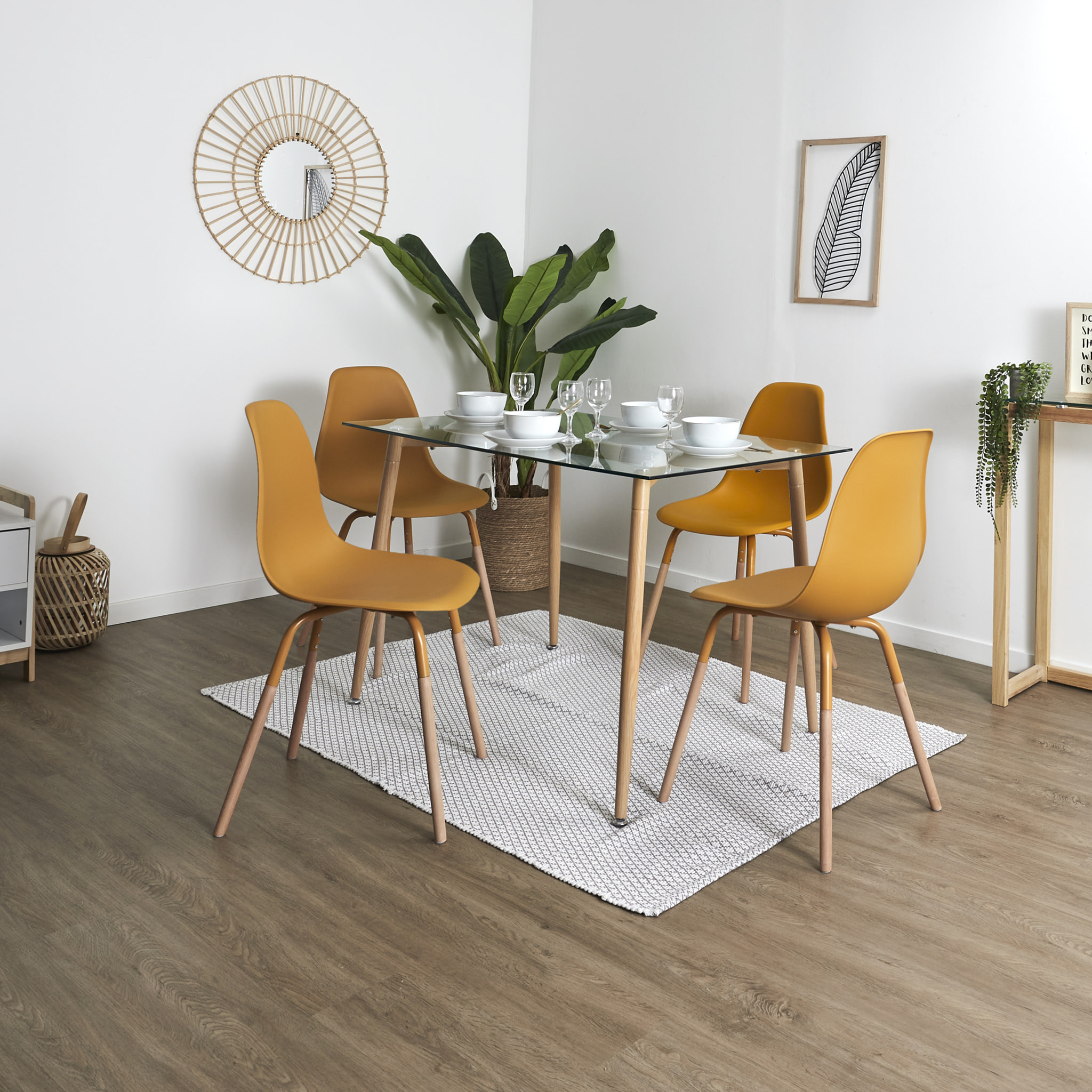 Chaise Scandinave Phenix Moutarde - Lot De 4