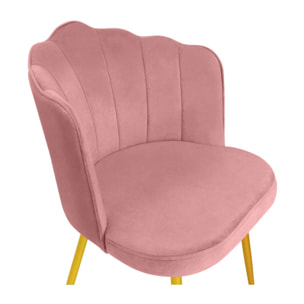Chaises Arielle pieds dorés - Velours rose