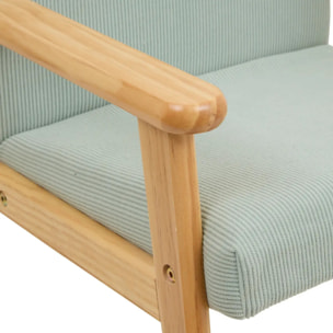 Fauteuil enfant Basile vert céladon en velours côtelé
