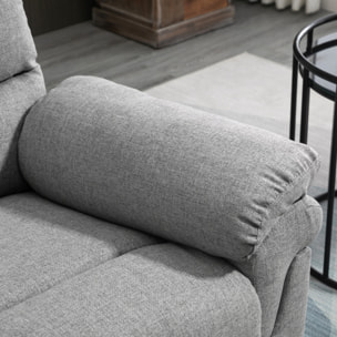 Fauteuil de relaxation inclinable manuel avec repose-pied ajustable tissu polyester aspect lin gris clair chiné