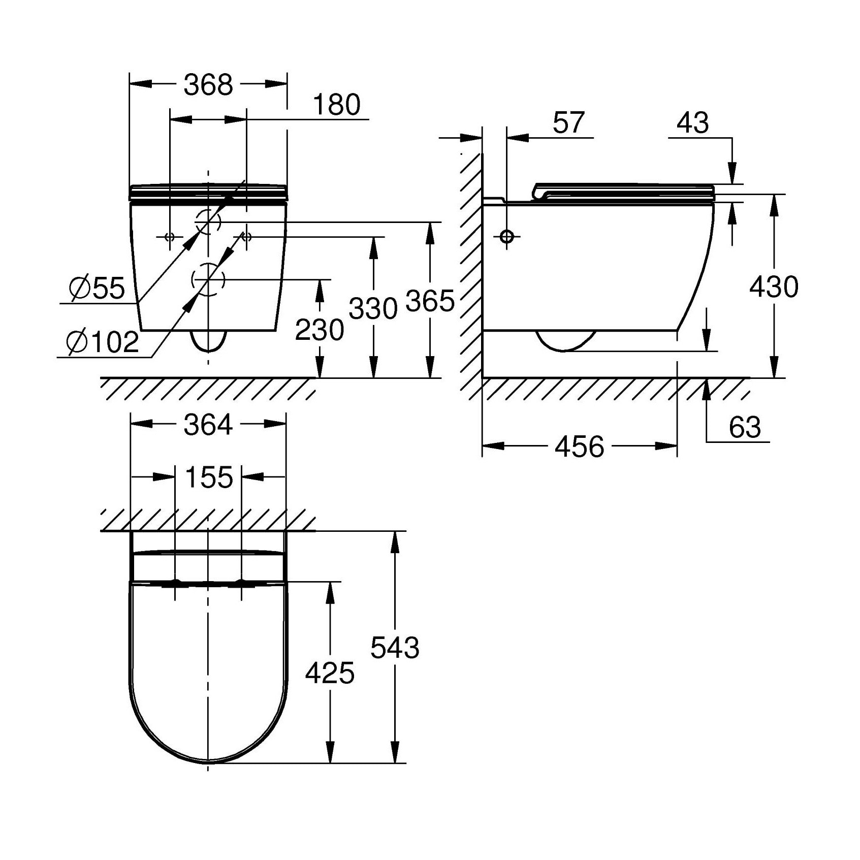 Pack WC suspendu Start Round Ceramic Set + abattant avec frein de chute déclipsable