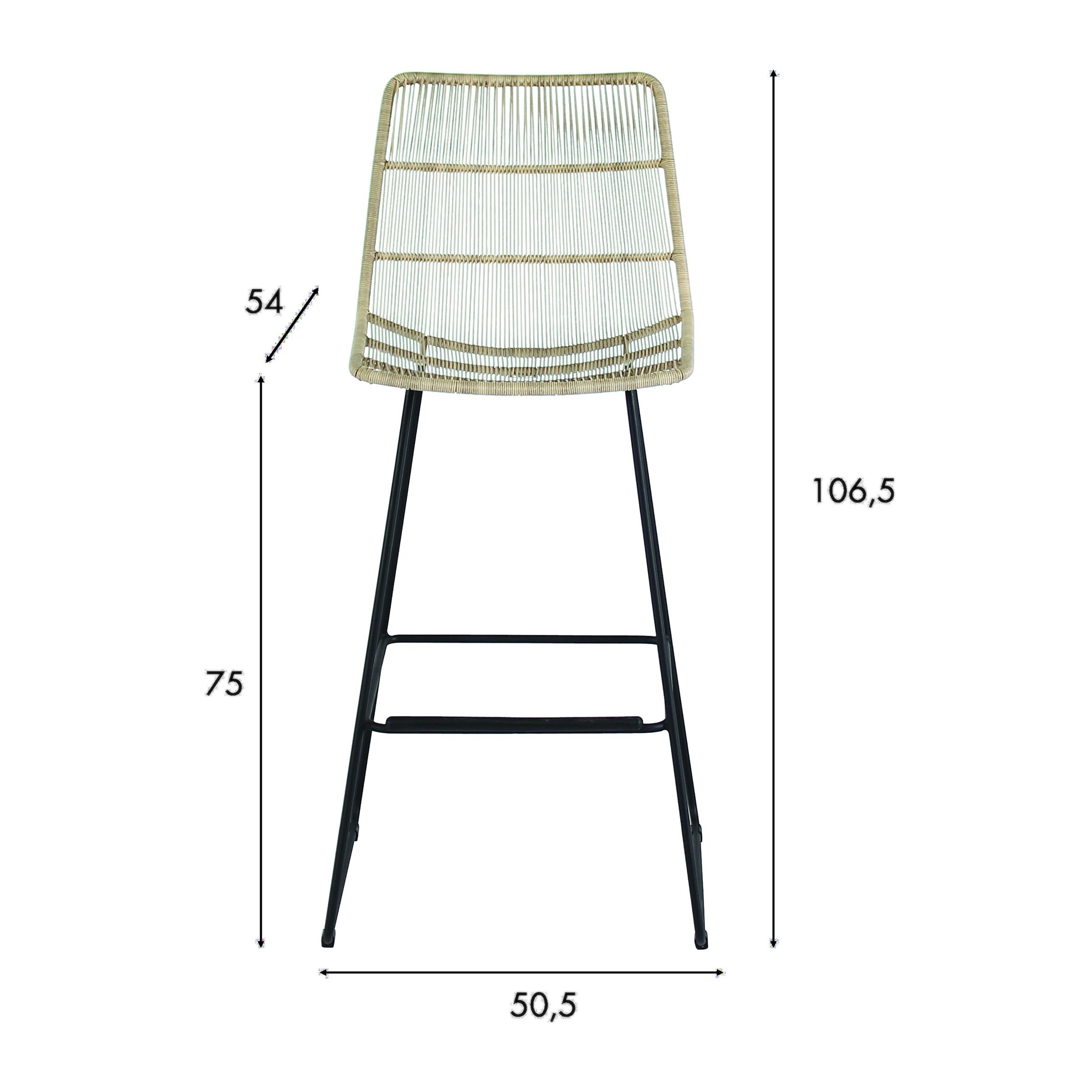 CHAISE DE BAR COULEUR NATURELLE TRESSÉE 50.5X54X106.5 CM CON DAO