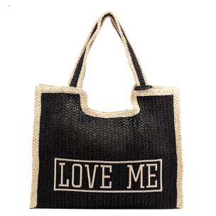 Bergamasco Borsa shopper Donna. Realizzata in carta intrecciata design "Love Me".
