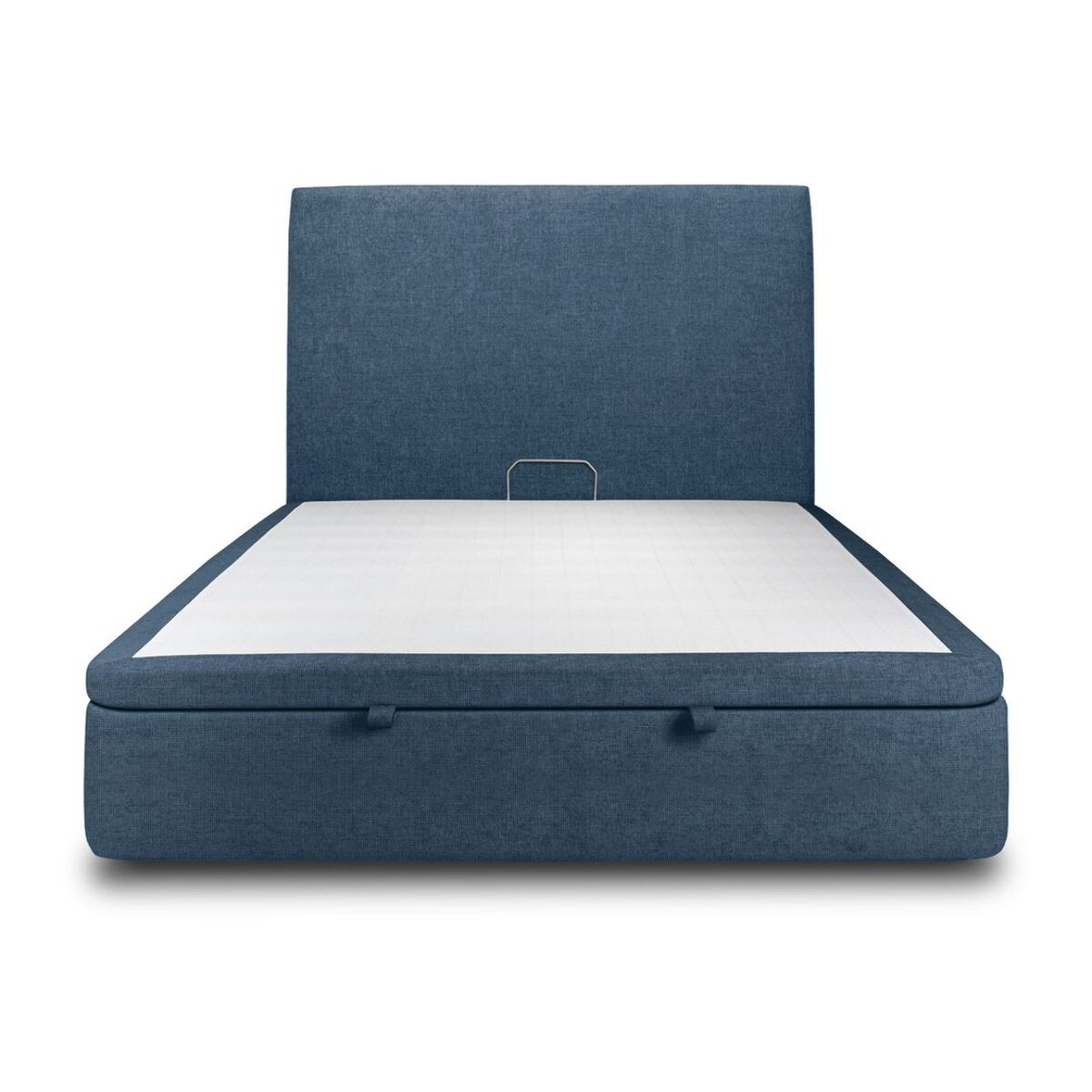 Lit avec sommier et tête de lit lisse - Toile nattée au style contemporain - Adapté à tous les matelas, montage rapide - Design épuré - Hauteur Totale : 39 cm