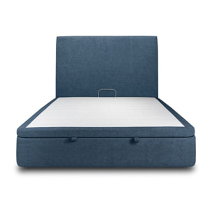 Lit avec sommier et tête de lit lisse - Toile nattée au style contemporain - Adapté à tous les matelas, montage rapide - Design épuré - Hauteur Totale : 39 cm