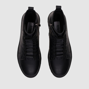 Botines de Piel - Negro - Tacón: Bajo