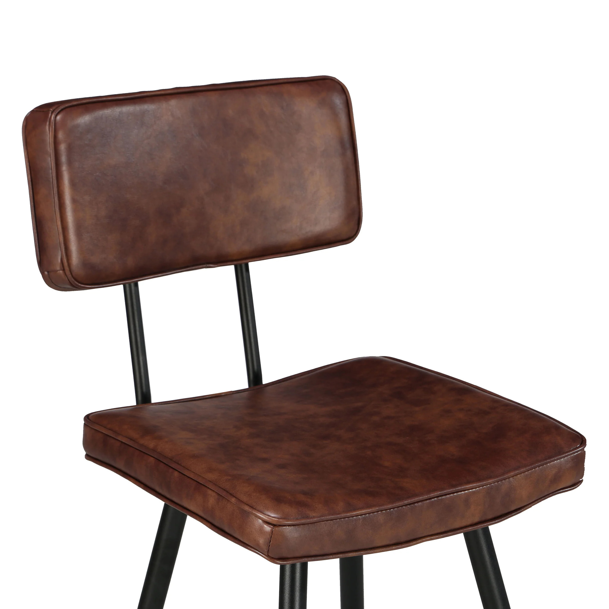 Lot de 2 chaises de bar mi-hauteur 66 cm en cuir synthétique marron - Texas