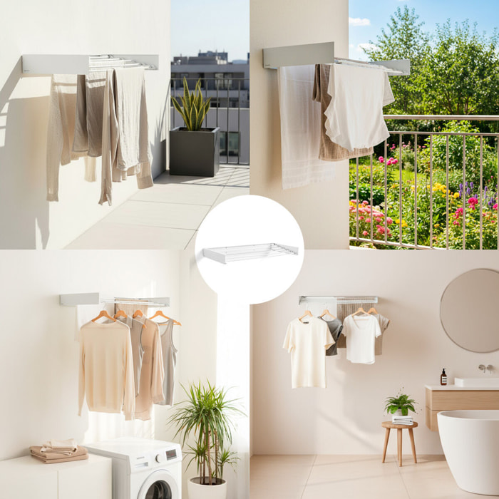 Étendoir mural pliable extensible rétractable Dryva 100 InnovaGoods