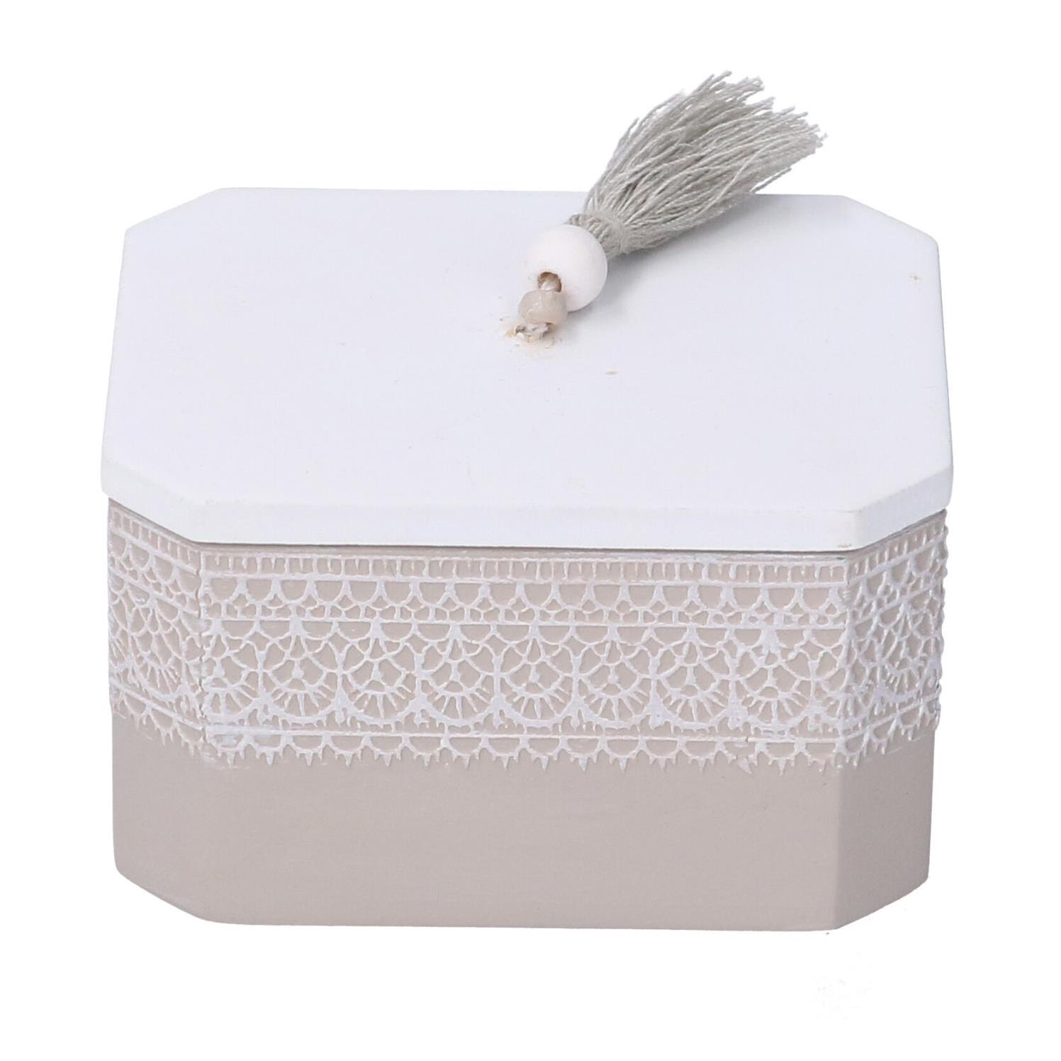 Scatola in legno bianco mandala rettangolare cm8x6,5h5