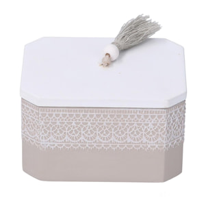 Scatola in legno bianco mandala rettangolare cm8x6,5h5