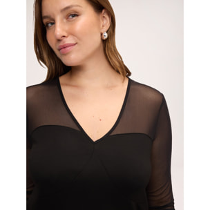 Fiorella Rubino - T-shirt in jersey e tulle - Nero