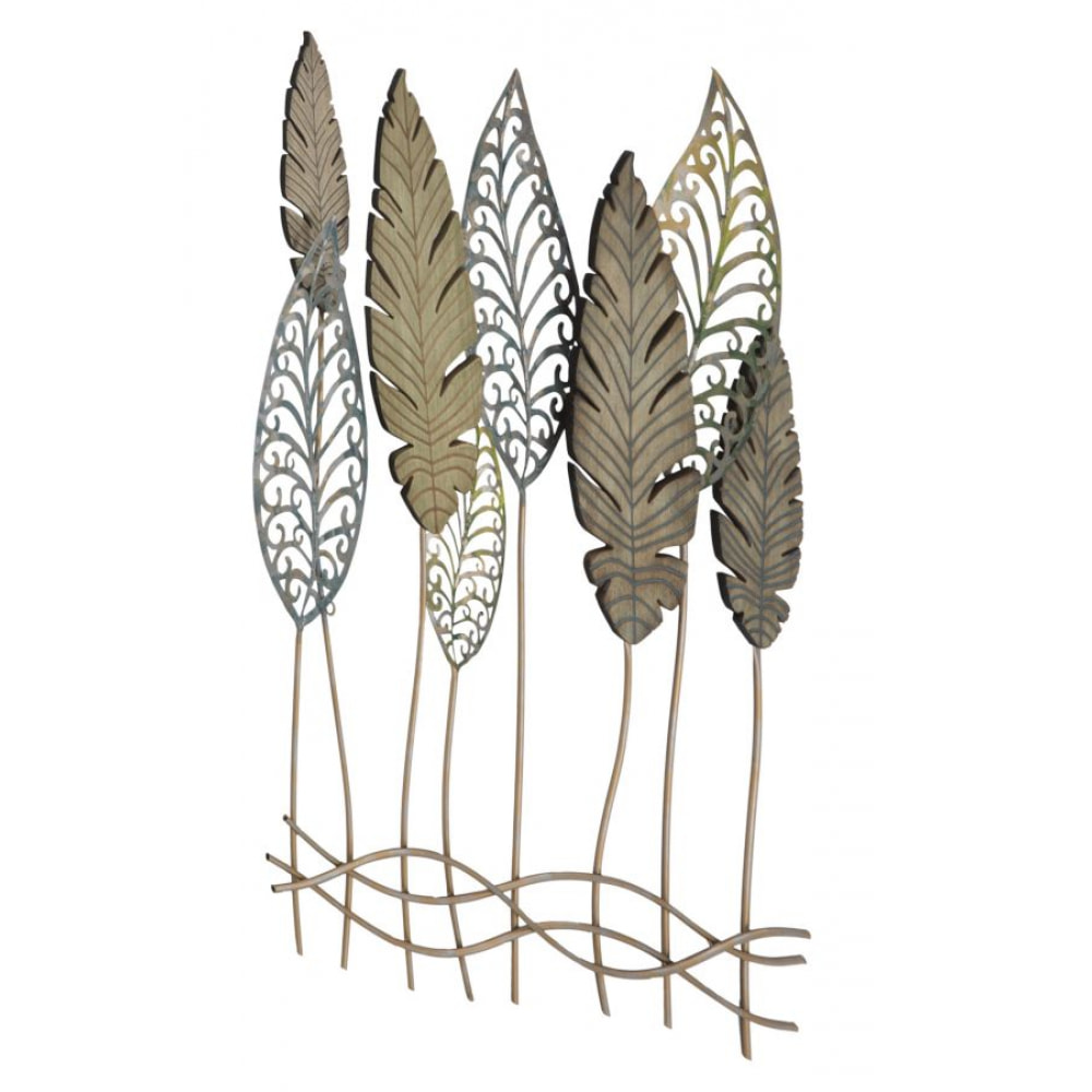 PANNELLO IN FERRO E LEGNO FOGLIE -C- CM 75X2,5X87