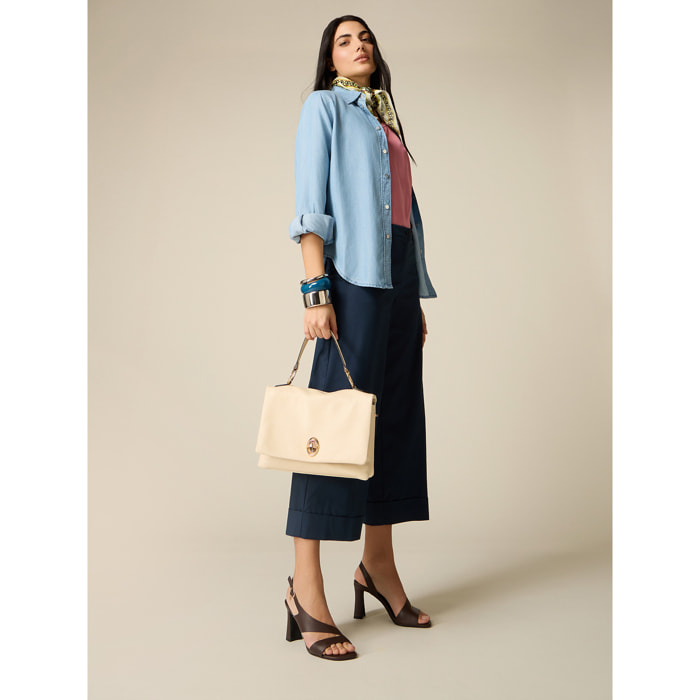 Oltre - Pantaloni cropped misto cotone - Blu