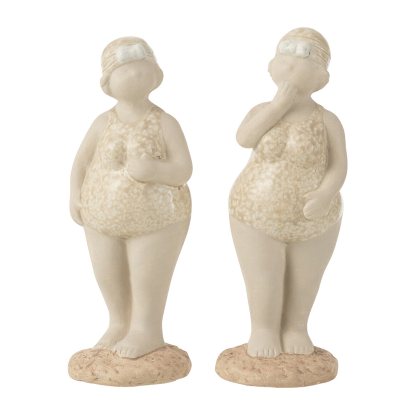 J-Line décoration Baigneuse Maillot De Bain Debout - céramique - beige - small - 2 pcs