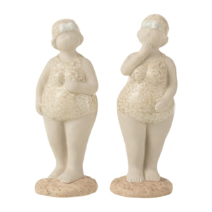 J-Line figurine Baigneuse Maillot De Bain Debout - céramique - beige - small - 2 pcs