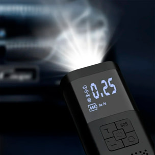 Pompa d'aria portatile e wireless per auto, 150PSI con luce LED, 3 modalità d'uso e 4 ugelli inclusi.