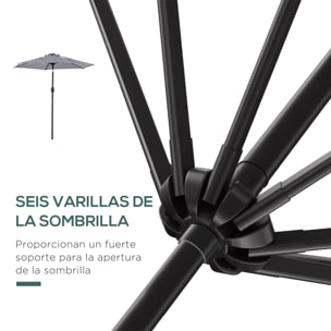 Sombrilla Terraza Exterior, Ø230x216 cm, Sombrilla de Jardín con Ángulo Ajustable y Manivela, Impermeable, Parasol para Patio, Terraza, Azul y Blanco