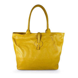 Borse Donna colore Giallo-in pelle Made in Italy 42 x 38 x 6cm