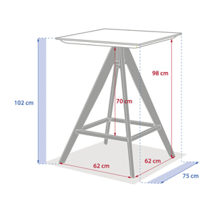Table haute de jardin carrée "Terzano" vanille & argile 2 places en aluminium