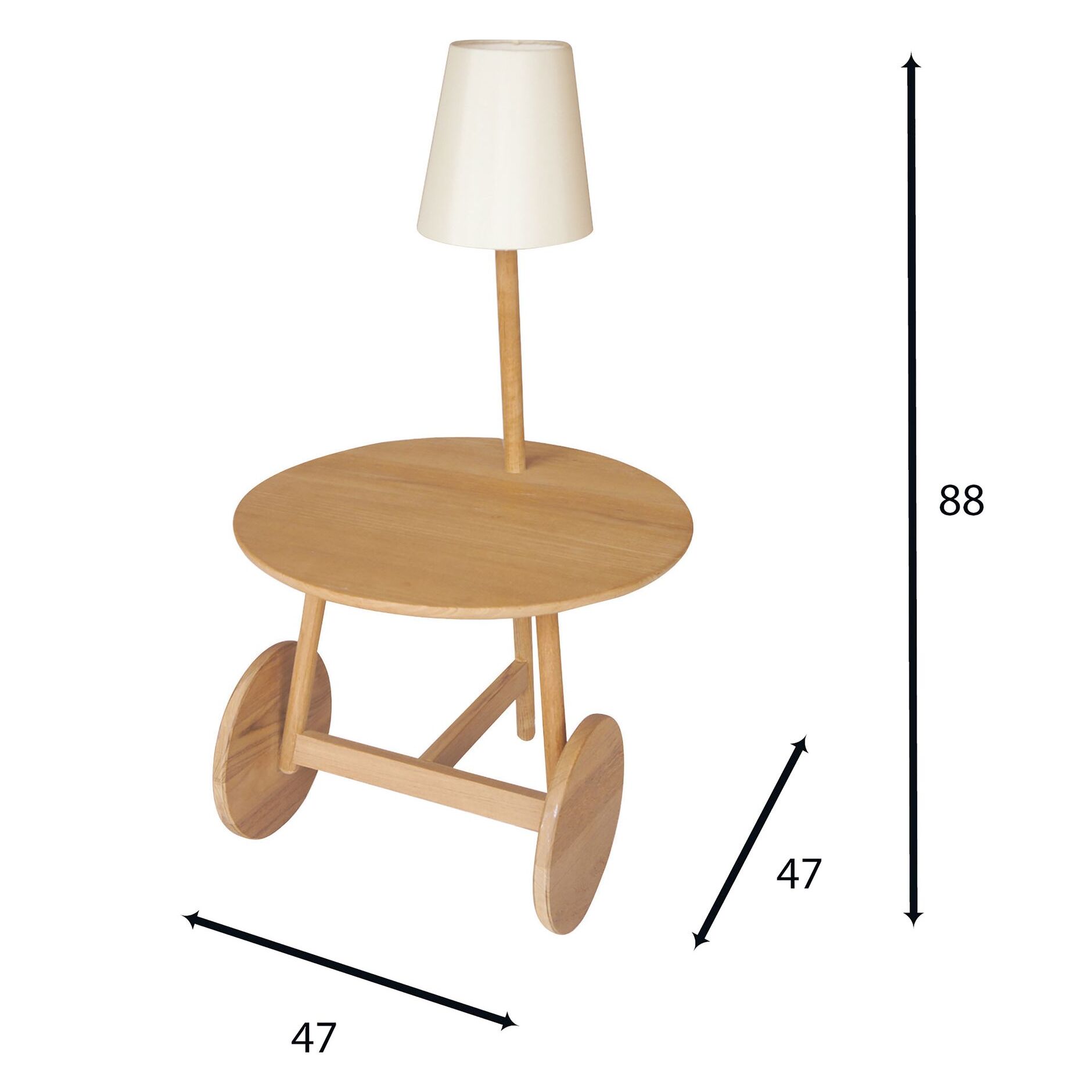Table d'appoint en teck avec lampe