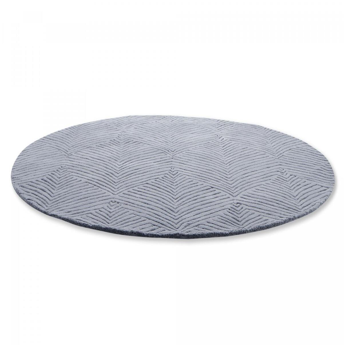 Tapis rond fait à la main en laine motif faux uni QUITA