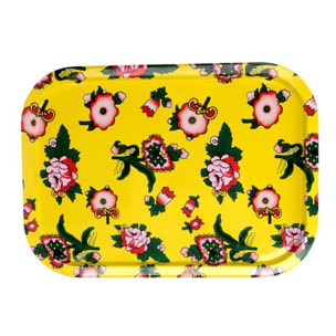 Vassoio in metallo fiori giallo rettangolarecm40x28,5