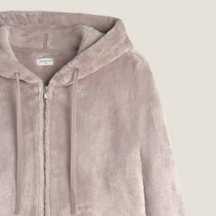 Chaqueta efecto pelo capucha Este color gris piedra Poliéster