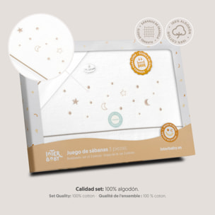Juego de Sábanas de Cuna Franela Estrellas Luna